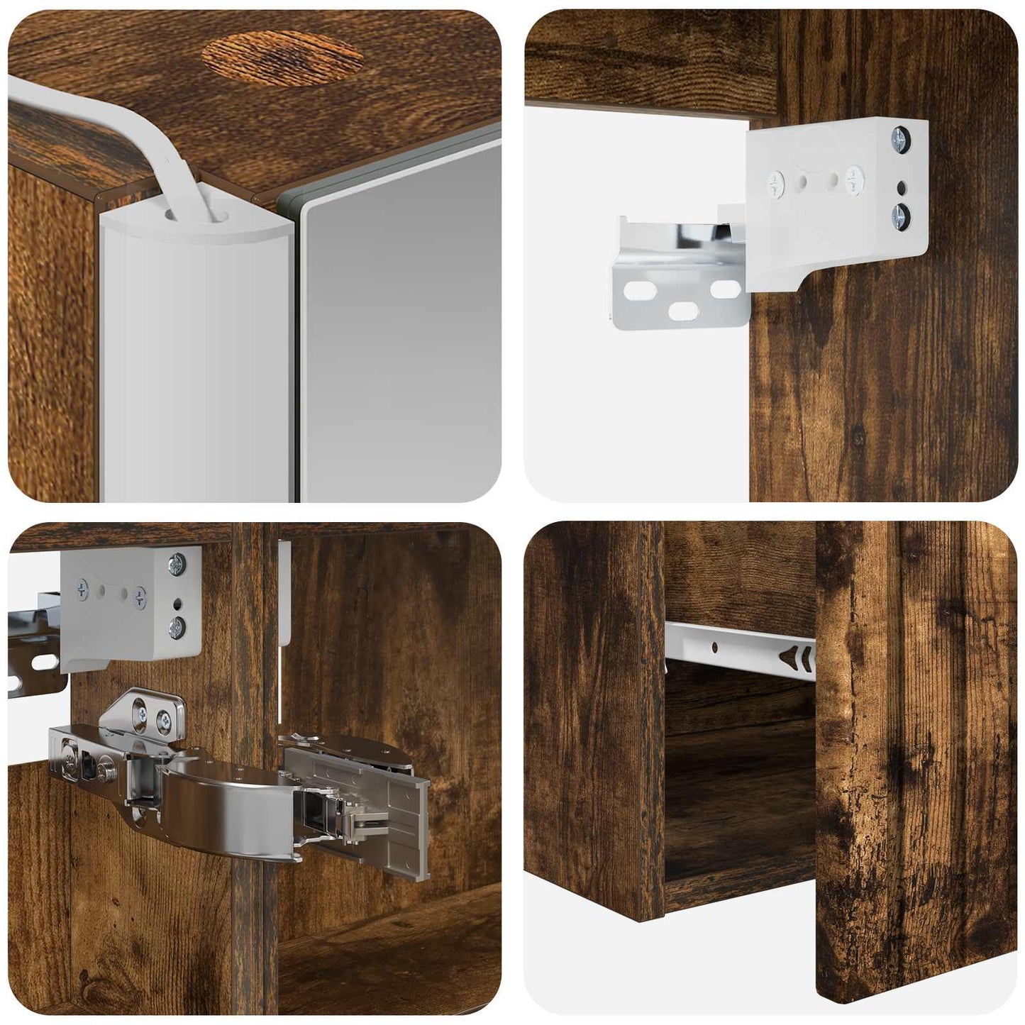 vidaXL Bathroom Cabinet Set 4 pcs Smoked Oak 103.5 x 15.5 x 70 cm