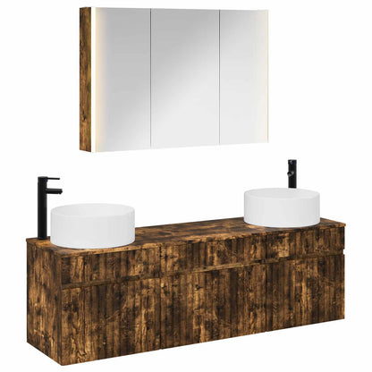 vidaXL Bathroom Cabinet Set 4 pcs Smoked Oak 103.5 x 15.5 x 70 cm