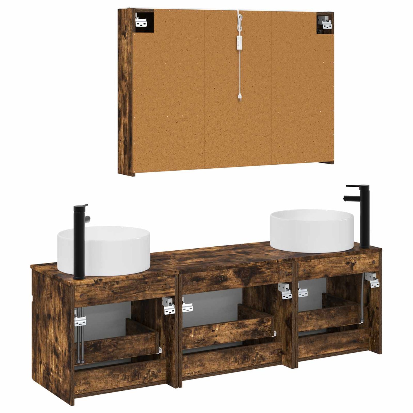 vidaXL Bathroom Cabinet Set 4 pcs Smoked Oak 103.5 x 15.5 x 70 cm