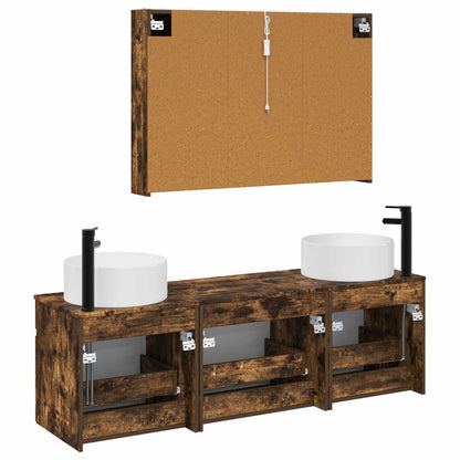 vidaXL Bathroom Cabinet Set 4 pcs Smoked Oak 103.5 x 15.5 x 70 cm