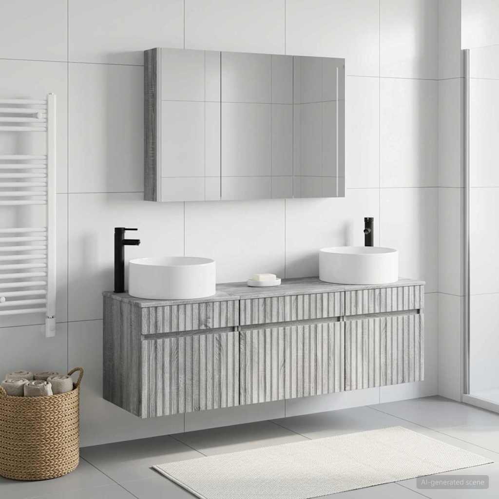 vidaXL Bathroom Cabinet Set 4 pcs Grey Sonoma Engineered Wood