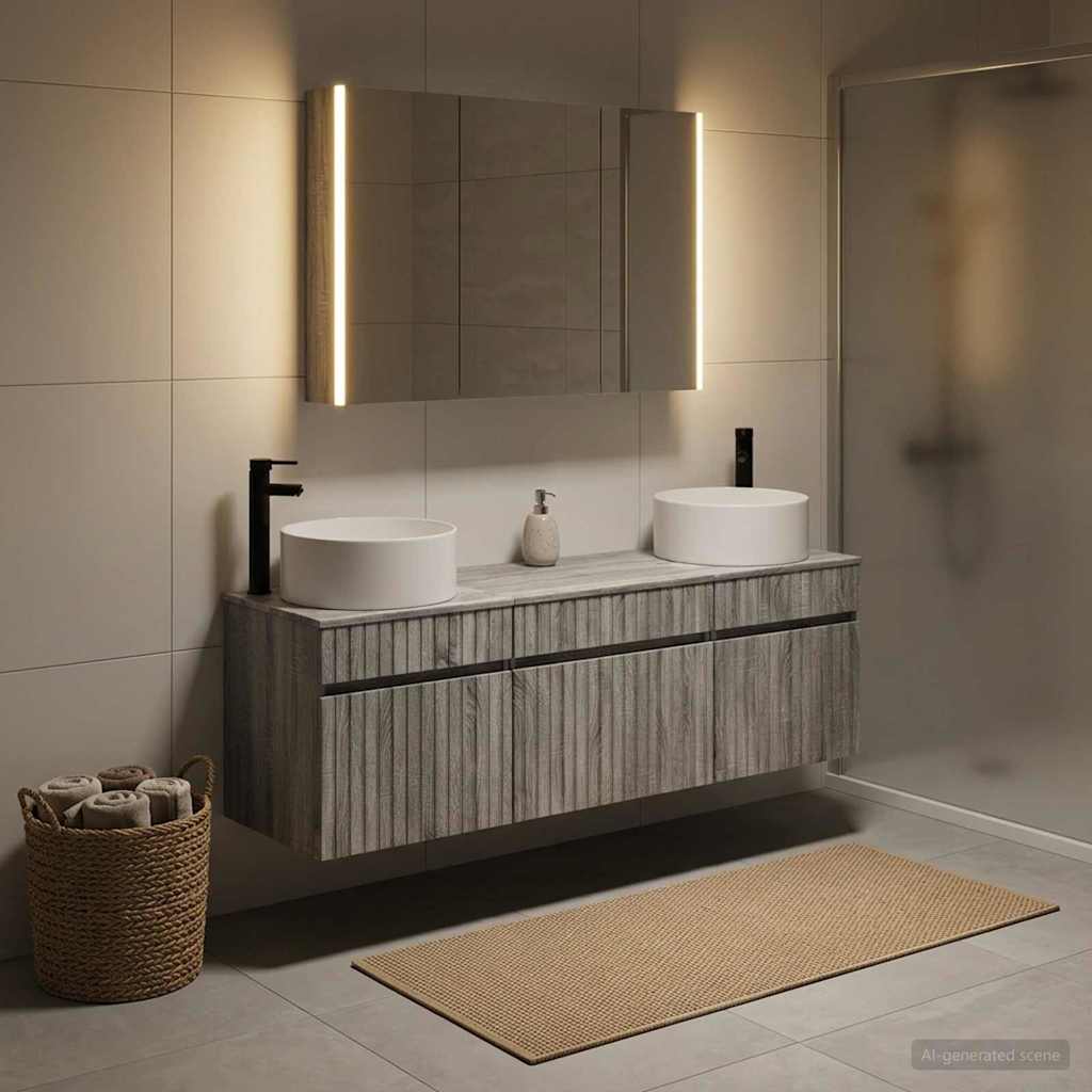 vidaXL Bathroom Cabinet Set 4 pcs Grey Sonoma Engineered Wood