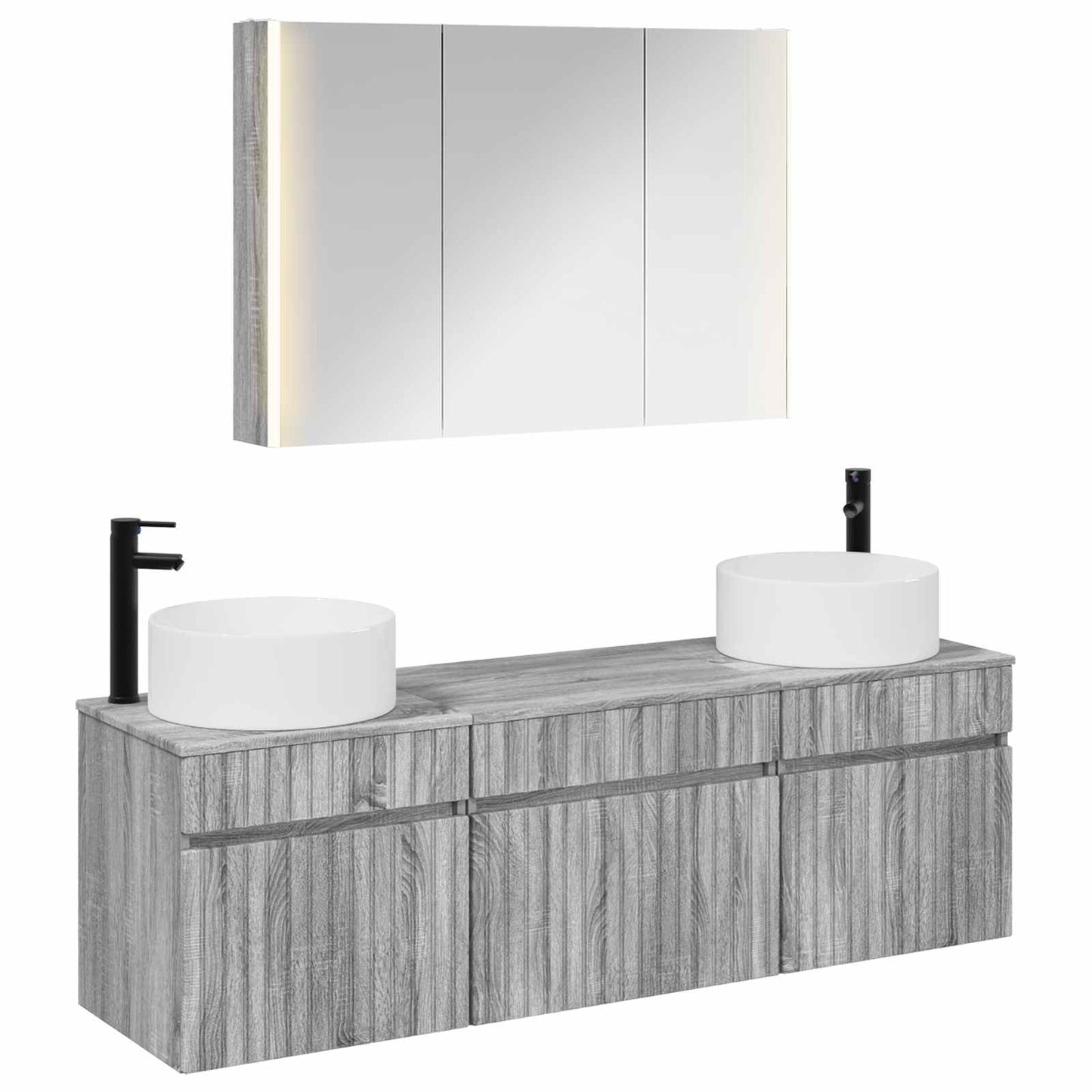 vidaXL Bathroom Cabinet Set 4 pcs Grey Sonoma 103.5 x 15.5 x 70 cm