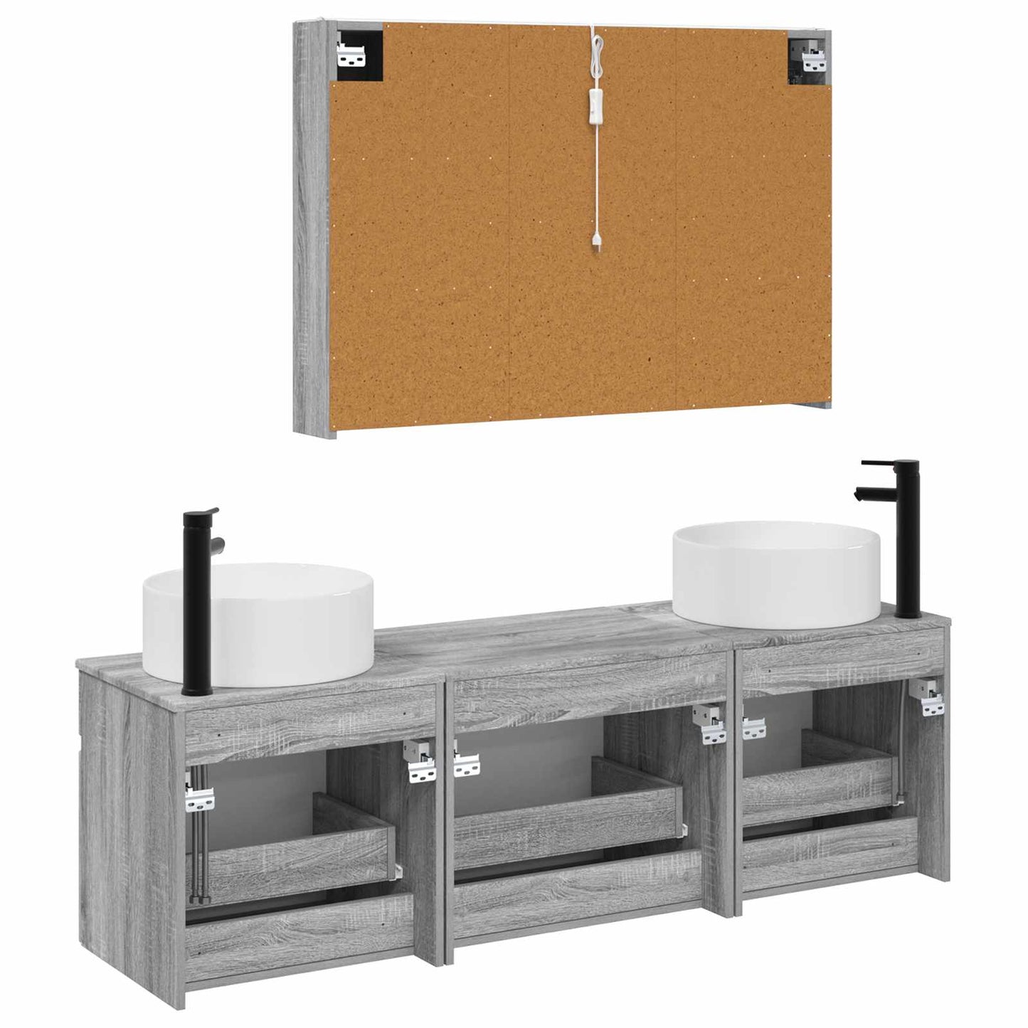 vidaXL Bathroom Cabinet Set 4 pcs Grey Sonoma 103.5 x 15.5 x 70 cm
