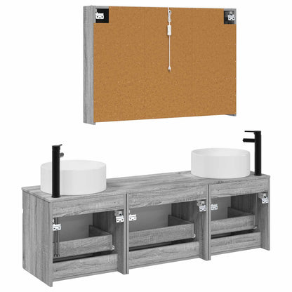 vidaXL Bathroom Cabinet Set 4 pcs Grey Sonoma 103.5 x 15.5 x 70 cm
