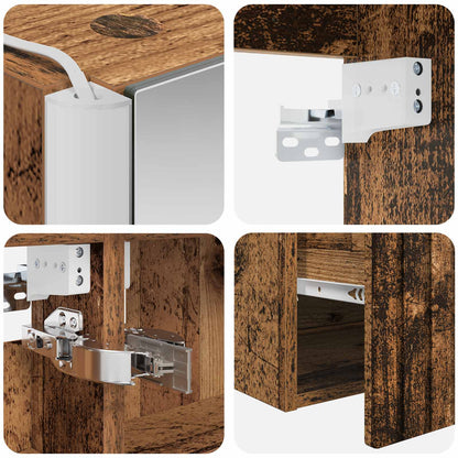 vidaXL Bathroom Cabinet Set 4 pcs Old Wood 103.5 x 15.5 x 70 cm