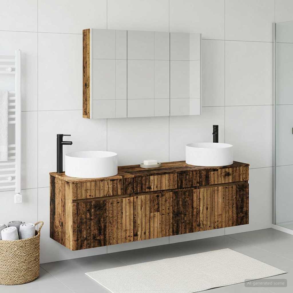 vidaXL Bathroom Cabinet Set 4 pcs Old Wood Engineered Wood