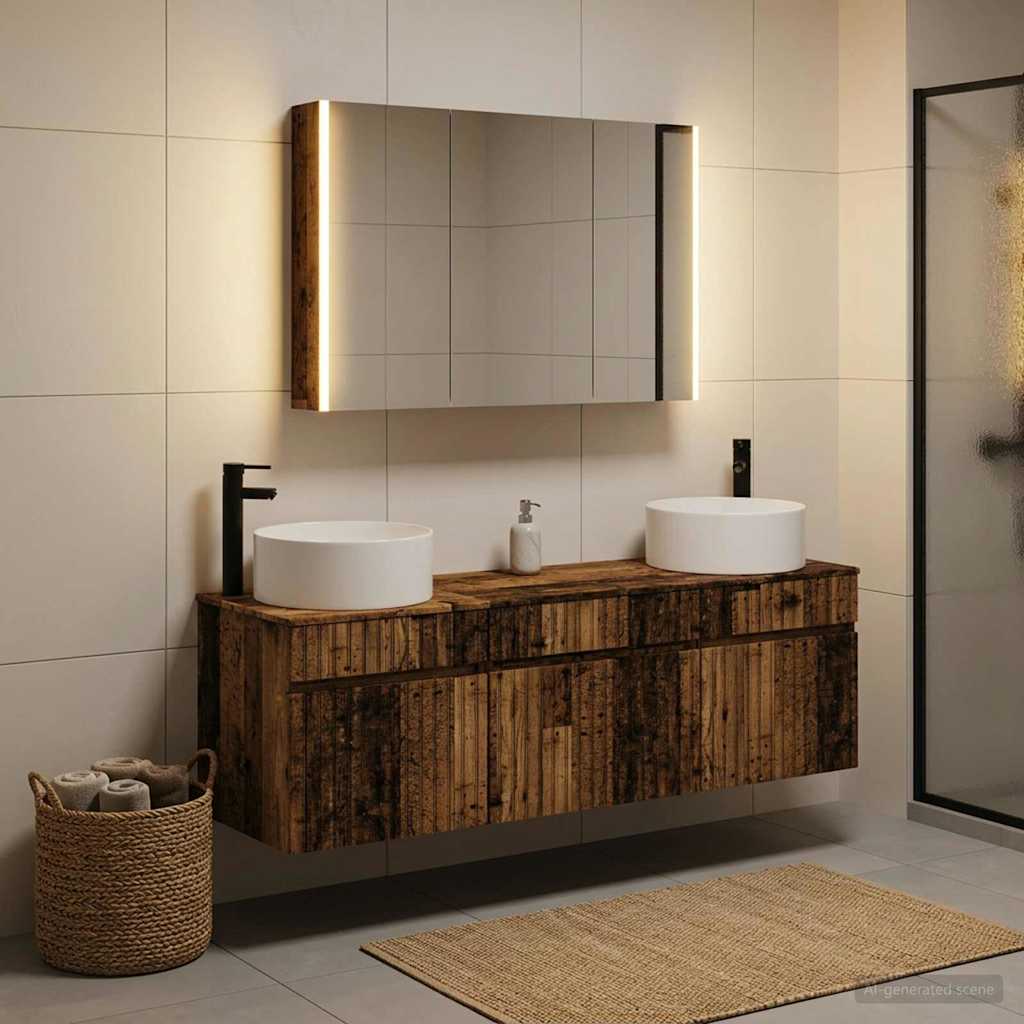 vidaXL Bathroom Cabinet Set 4 pcs Old Wood Engineered Wood