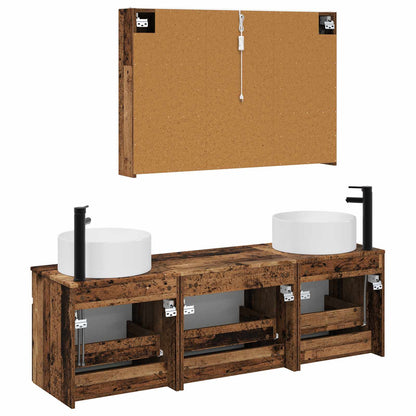 vidaXL Bathroom Cabinet Set 4 pcs Old Wood 103.5 x 15.5 x 70 cm