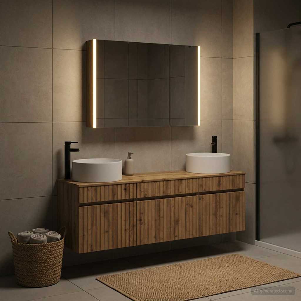 vidaXL Bathroom Cabinet Set 4 pcs Artisan Oak Engineered Wood