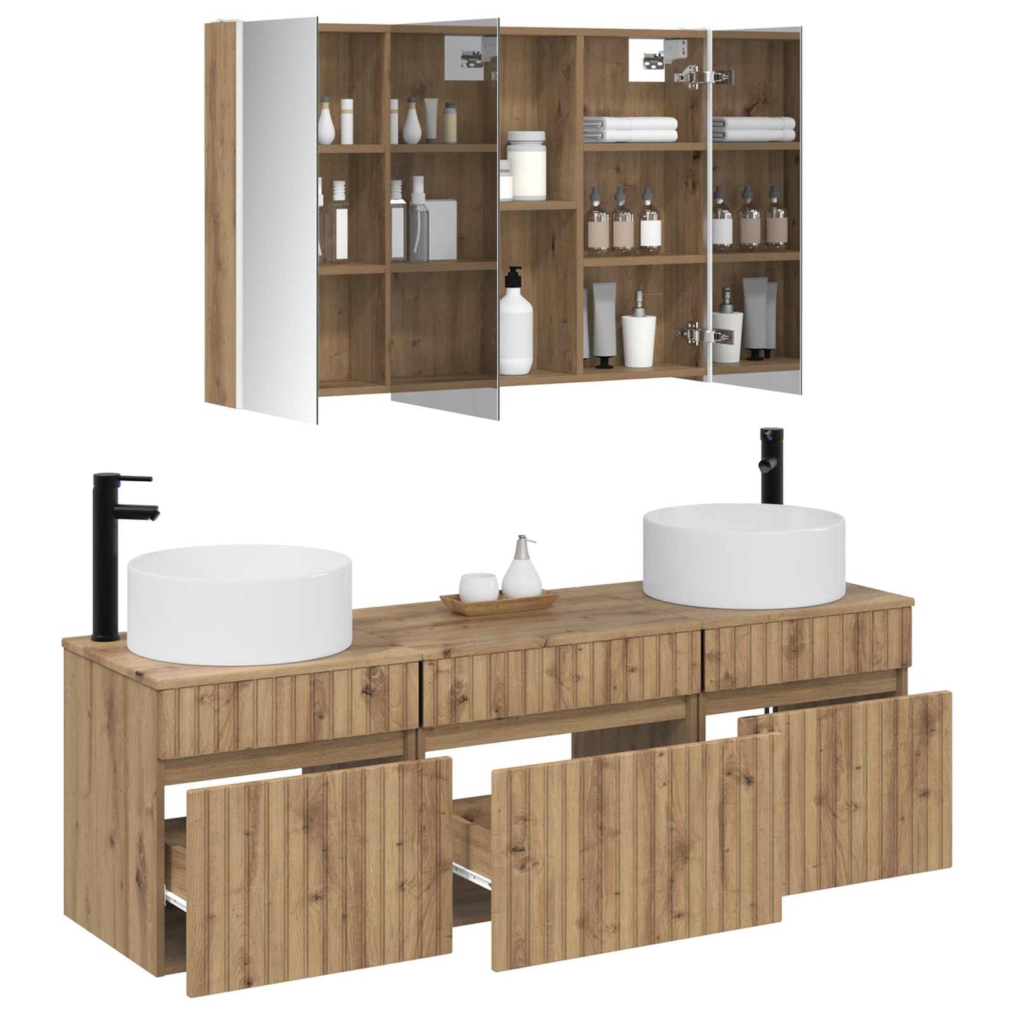 vidaXL Bathroom Cabinet Set 4 pcs Artisan Oak Engineered Wood