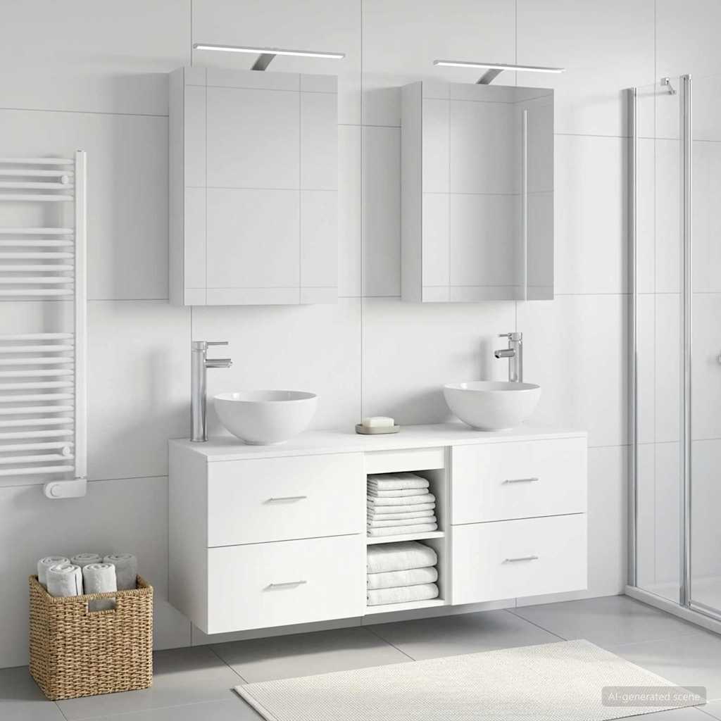 vidaXL Bathroom Cabinet Set 5 pcs White Engineered Wood