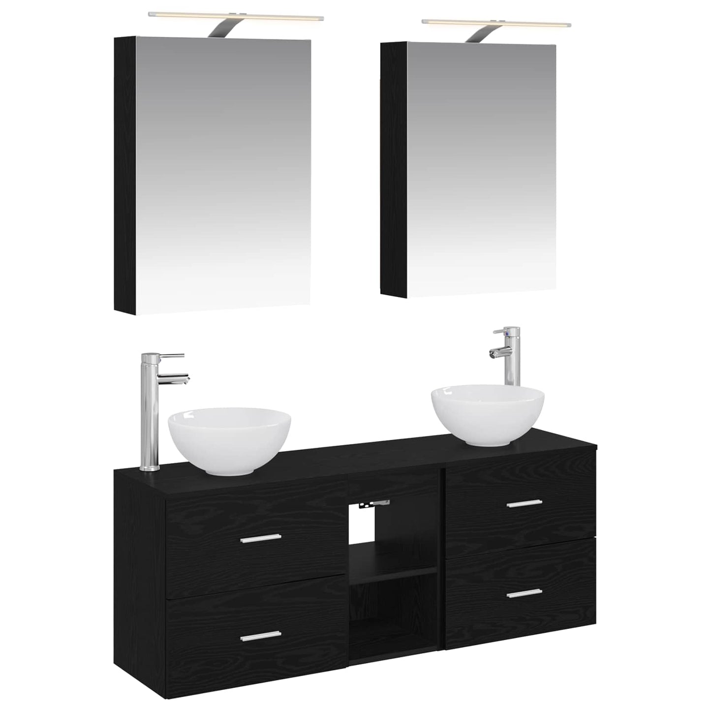 vidaXL Bathroom Cabinet Set 5 pcs Black Oak 50 x 14.5 x 70 cm