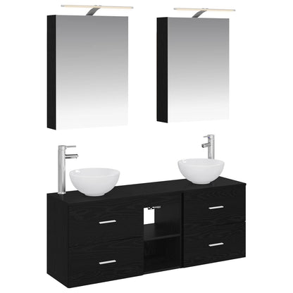 vidaXL Bathroom Cabinet Set 5 pcs Black Oak 50 x 14.5 x 70 cm