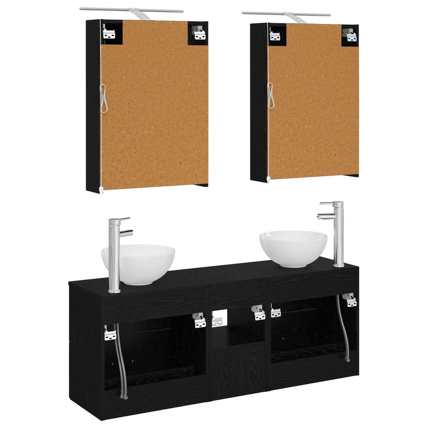 vidaXL Bathroom Cabinet Set 5 pcs Black Oak 50 x 14.5 x 70 cm