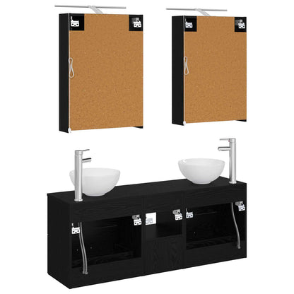 vidaXL Bathroom Cabinet Set 5 pcs Black Oak 50 x 14.5 x 70 cm