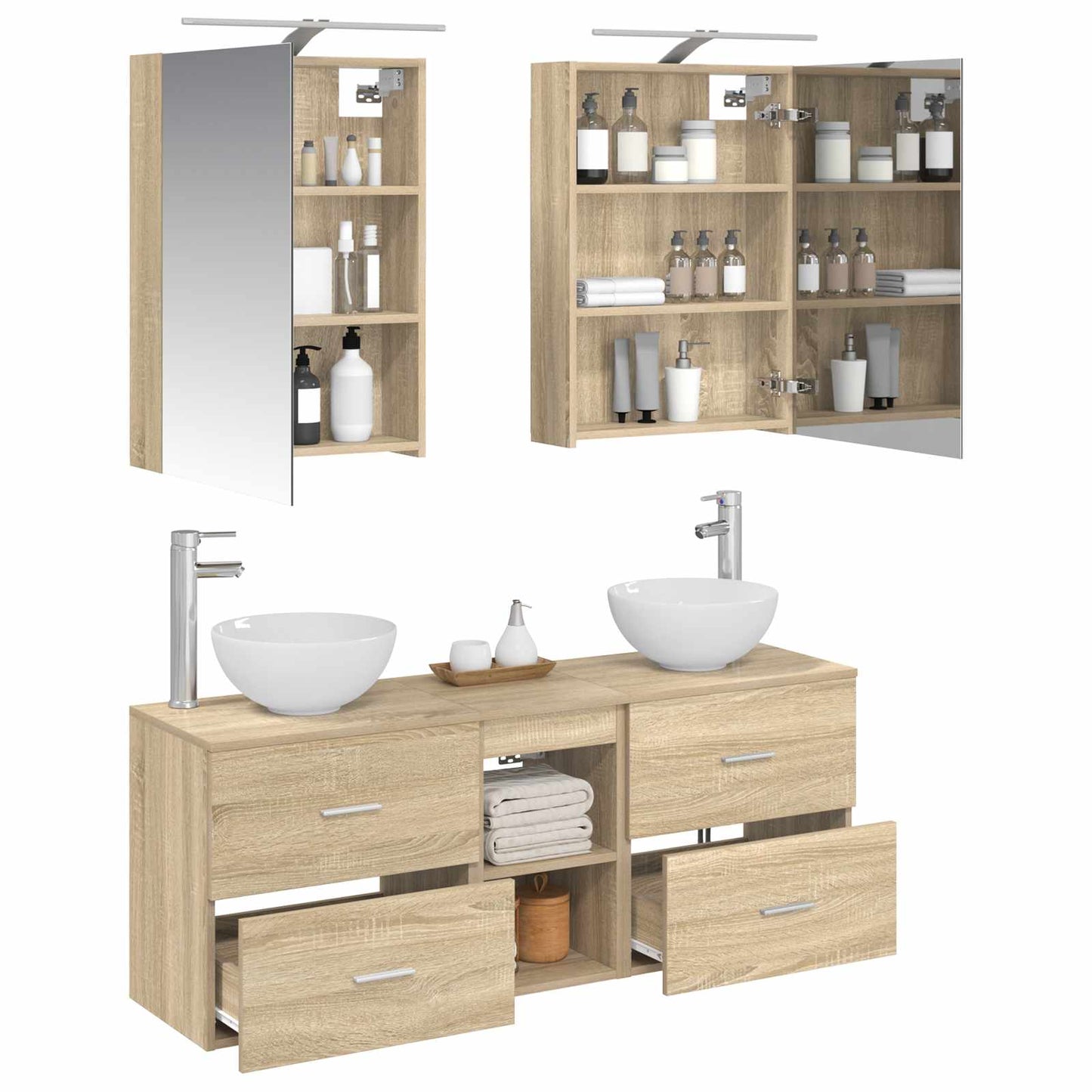 vidaXL Bathroom Cabinet Set 5 pcs Sonoma Oak 50 x 14.5 x 70 cm