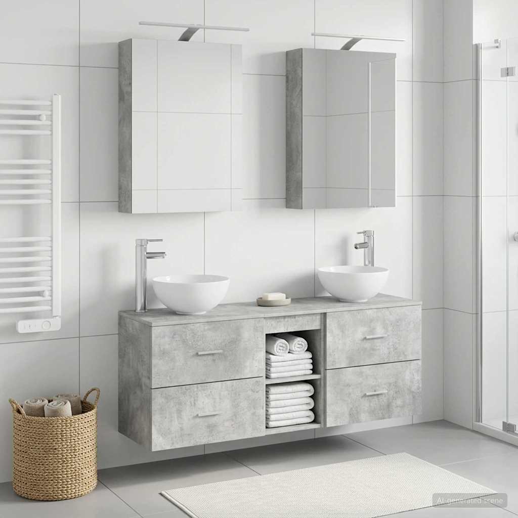 vidaXL Bathroom Cabinet Set 5 pcs Concrete Grey Engineered Wood