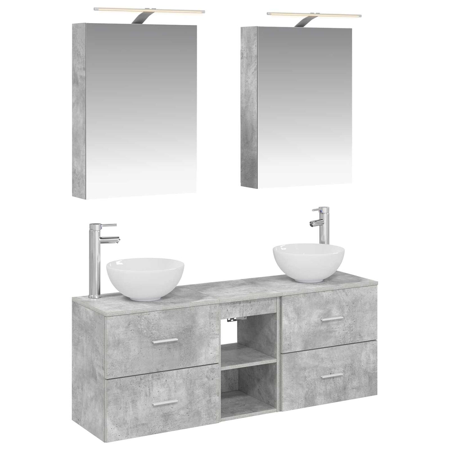 vidaXL Bathroom Cabinet Set 5 pcs Concrete Grey 50 x 14.5 x 70 cm