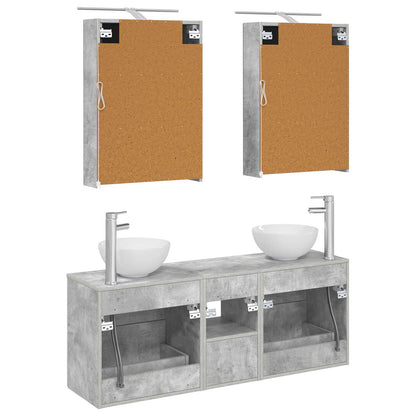 vidaXL Bathroom Cabinet Set 5 pcs Concrete Grey 50 x 14.5 x 70 cm