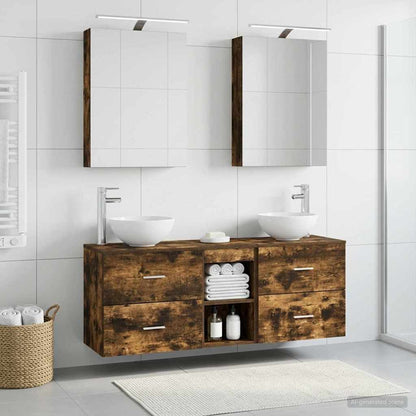 vidaXL Bathroom Cabinet Set 5 pcs Smoked Oak Engineered Wood