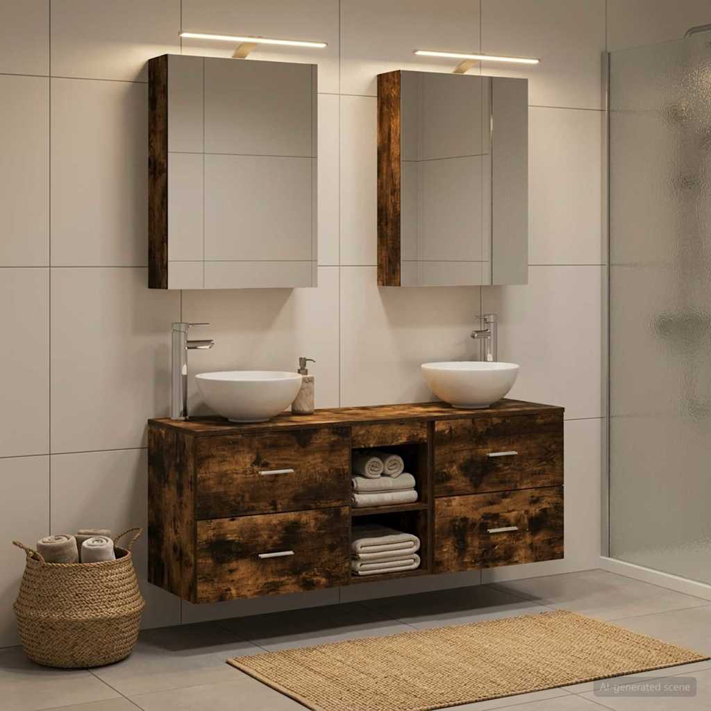 vidaXL Bathroom Cabinet Set 5 pcs Smoked Oak Engineered Wood