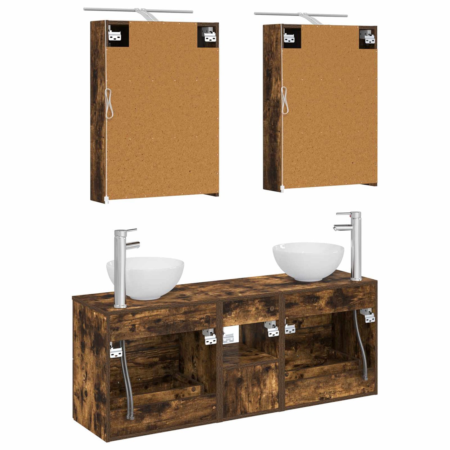 vidaXL Bathroom Cabinet Set 5 pcs Smoked Oak 50 x 14.5 x 70 cm