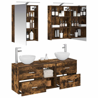 vidaXL Bathroom Cabinet Set 5 pcs Smoked Oak 50 x 14.5 x 70 cm