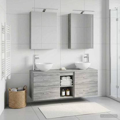 vidaXL Bathroom Cabinet Set 5 pcs Grey Sonoma Engineered Wood