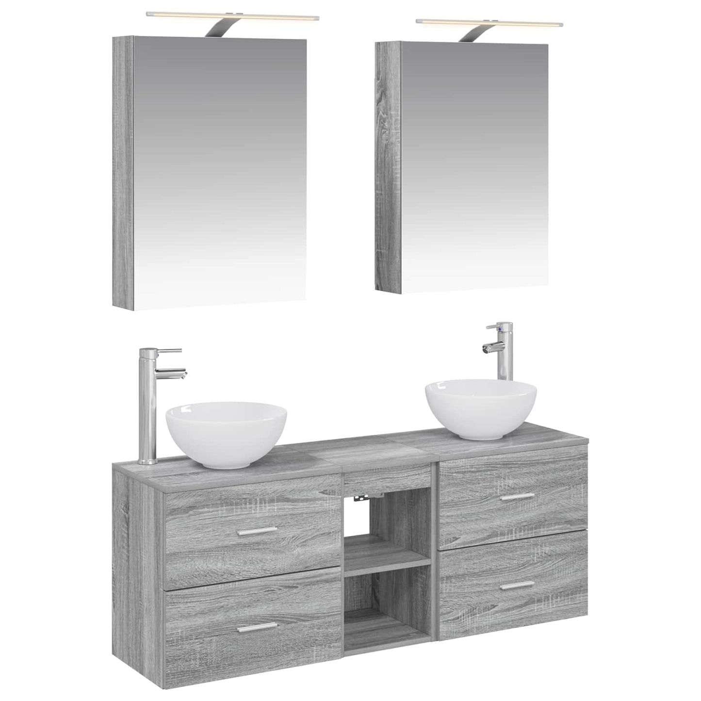 vidaXL Bathroom Cabinet Set 5 pcs Grey Sonoma 50 x 14.5 x 70 cm