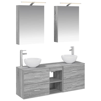 vidaXL Bathroom Cabinet Set 5 pcs Grey Sonoma 50 x 14.5 x 70 cm