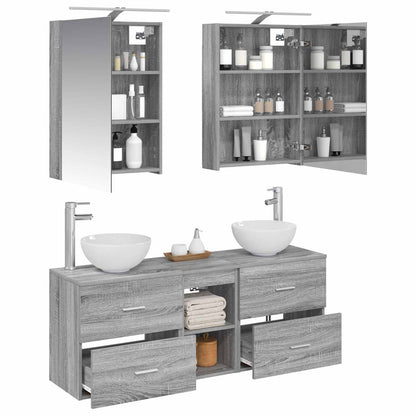 vidaXL Bathroom Cabinet Set 5 pcs Grey Sonoma 50 x 14.5 x 70 cm