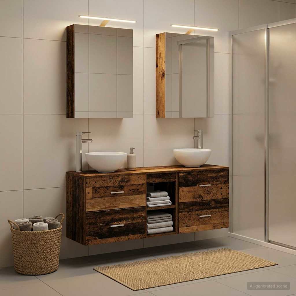 vidaXL Bathroom Cabinet Set 5 pcs Old Wood Engineered Wood