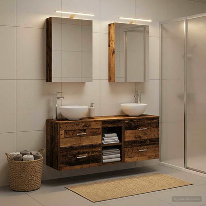 vidaXL Bathroom Cabinet Set 5 pcs Old Wood Engineered Wood