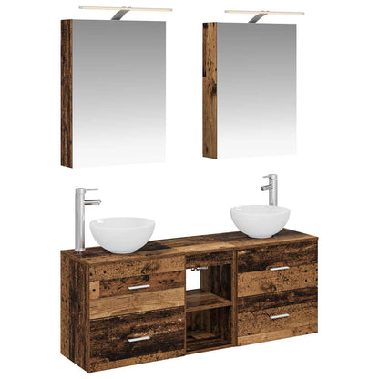 vidaXL Bathroom Cabinet Set 5 pcs Old Wood 50 x 14.5 x 70 cm