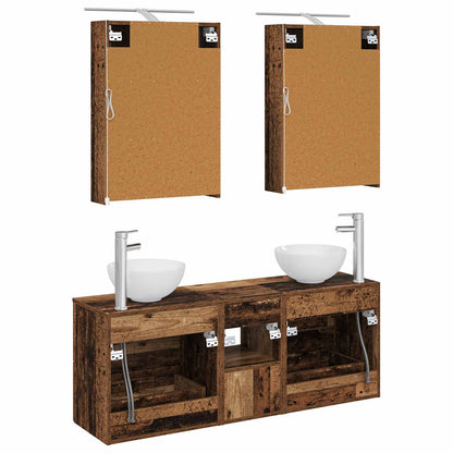vidaXL Bathroom Cabinet Set 5 pcs Old Wood 50 x 14.5 x 70 cm