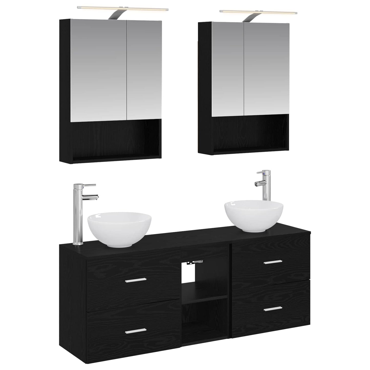 vidaXL Bathroom Cabinet Set 5 pcs Black Oak 50 x 14.5 x 70 cm