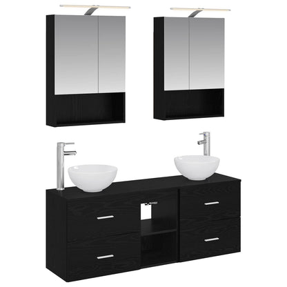 vidaXL Bathroom Cabinet Set 5 pcs Black Oak 50 x 14.5 x 70 cm