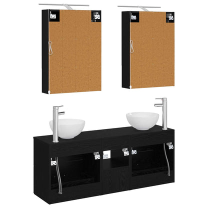 vidaXL Bathroom Cabinet Set 5 pcs Black Oak 50 x 14.5 x 70 cm