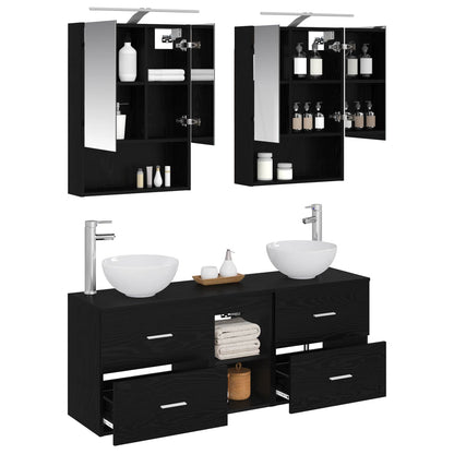 vidaXL Bathroom Cabinet Set 5 pcs Black Oak 50 x 14.5 x 70 cm