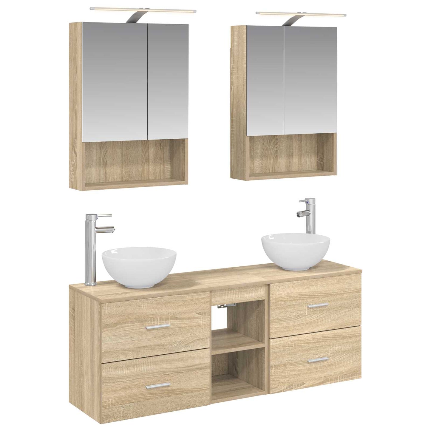 vidaXL Bathroom Cabinet Set 5 pcs Sonoma Oak 50 x 14.5 x 70 cm