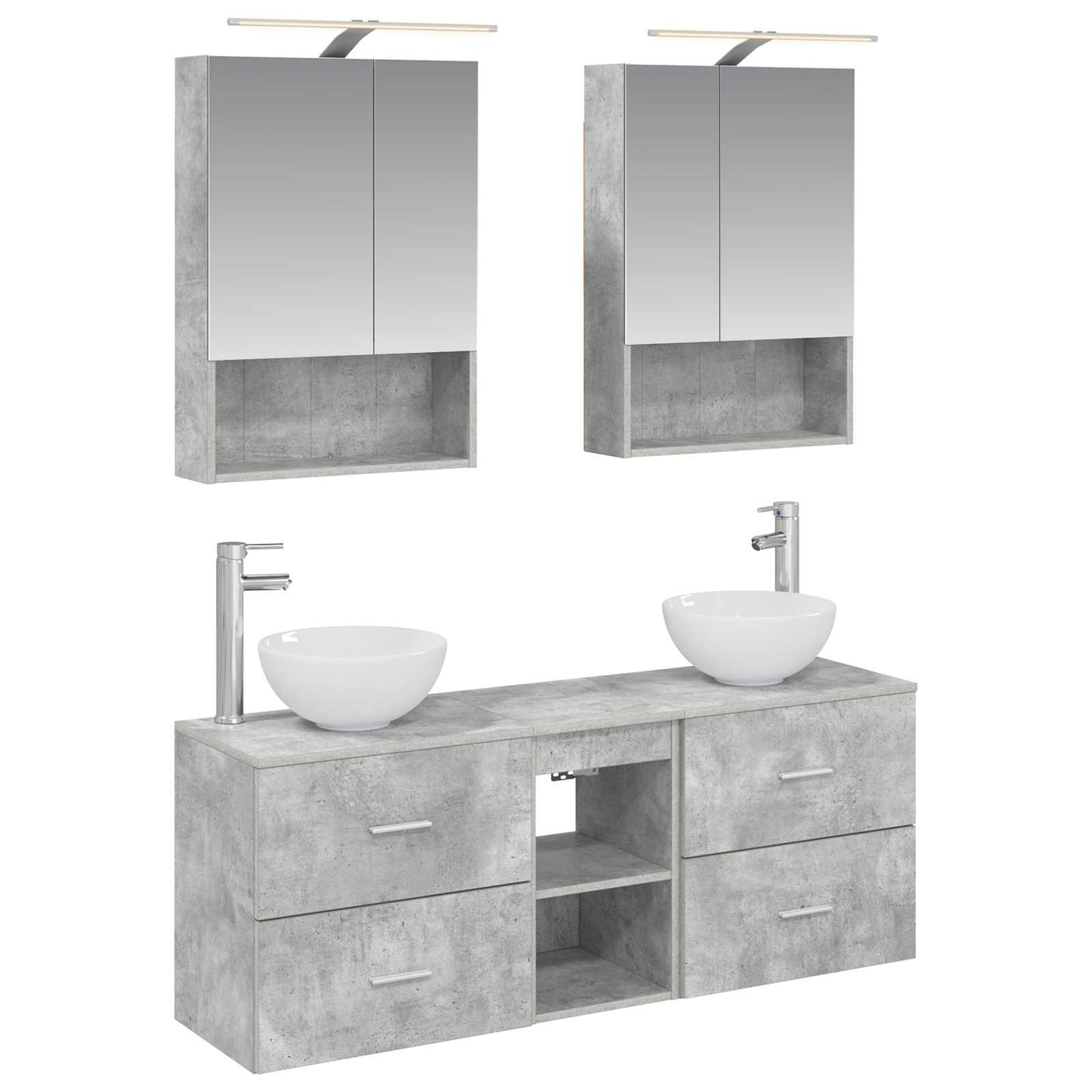 vidaXL Bathroom Cabinet Set 5 pcs Concrete Grey 50 x 14.5 x 70 cm