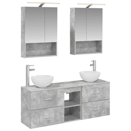vidaXL Bathroom Cabinet Set 5 pcs Concrete Grey 50 x 14.5 x 70 cm