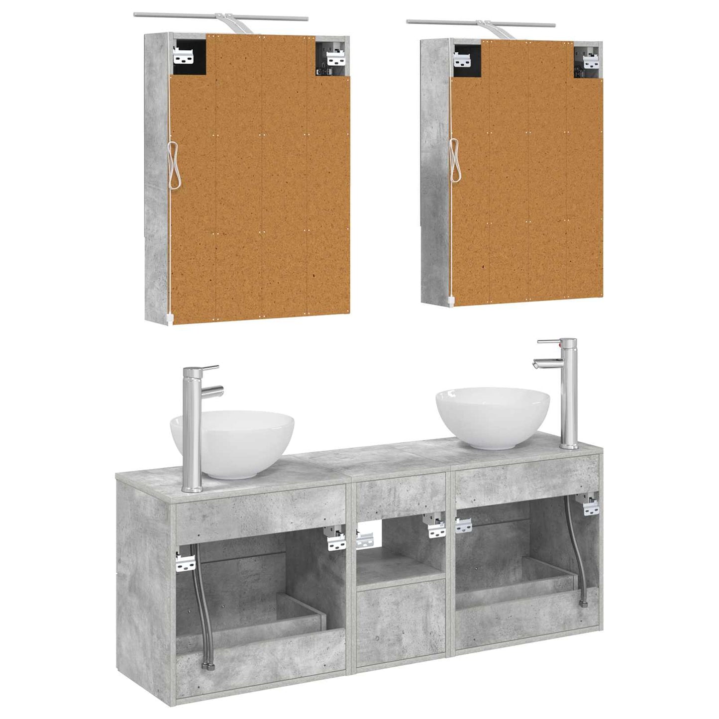 vidaXL Bathroom Cabinet Set 5 pcs Concrete Grey 50 x 14.5 x 70 cm