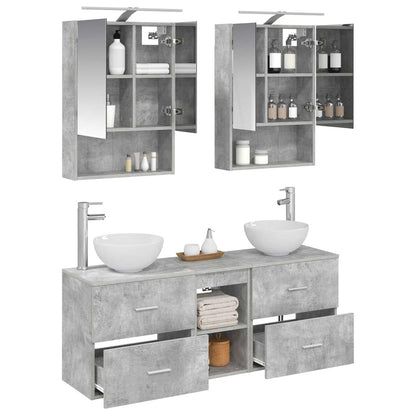 vidaXL Bathroom Cabinet Set 5 pcs Concrete Grey 50 x 14.5 x 70 cm