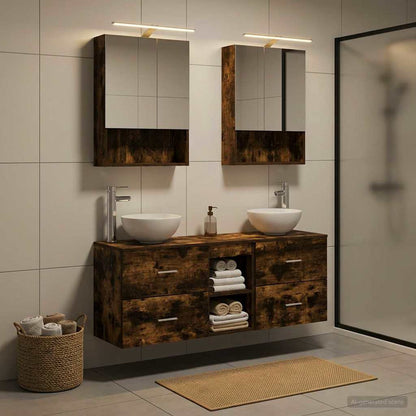 vidaXL Bathroom Cabinet Set 5 pcs Smoked Oak Engineered Wood