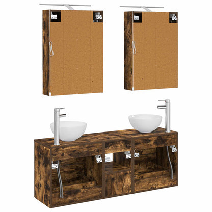 vidaXL Bathroom Cabinet Set 5 pcs Smoked Oak 50 x 14.5 x 70 cm