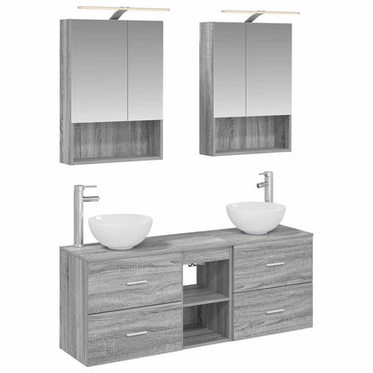 vidaXL Bathroom Cabinet Set 5 pcs Grey Sonoma 50 x 14.5 x 70 cm