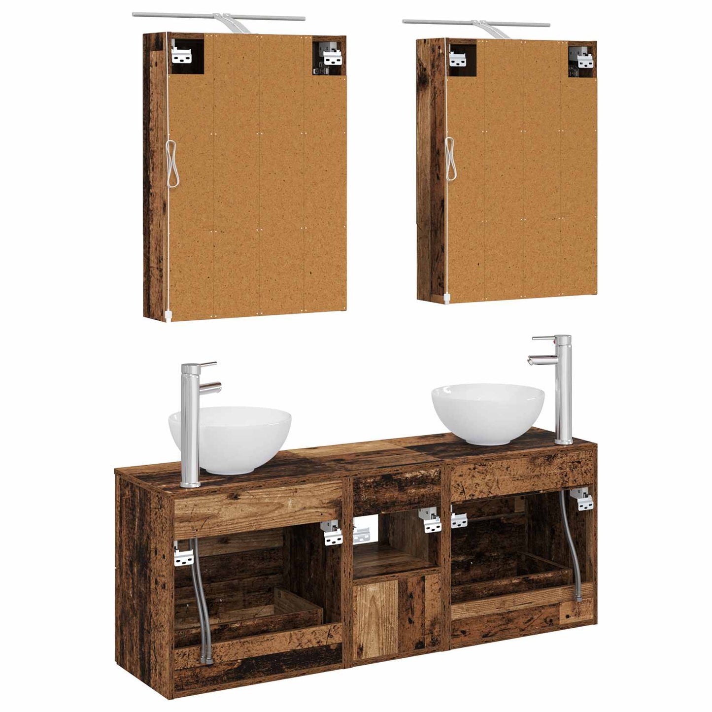 vidaXL Bathroom Cabinet Set 5 pcs Old Wood 50 x 14.5 x 70 cm
