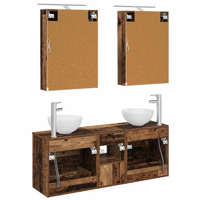 vidaXL Bathroom Cabinet Set 5 pcs Old Wood 50 x 14.5 x 70 cm